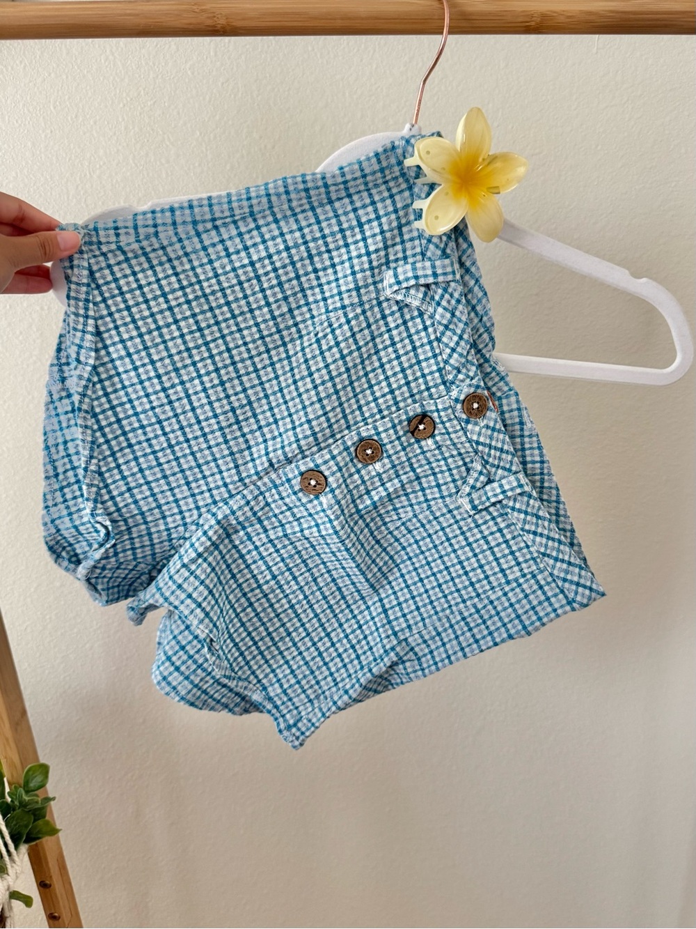 Free People Linen Plaid Shorts